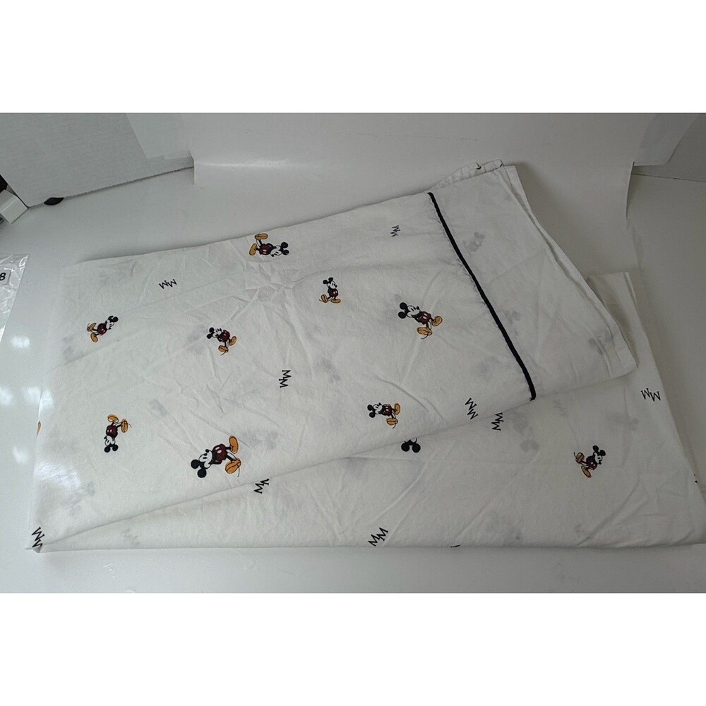 Disney  Store Classic Mickey Mouse Queen Flat Sheet 100% Cotton Red/Black/yellow